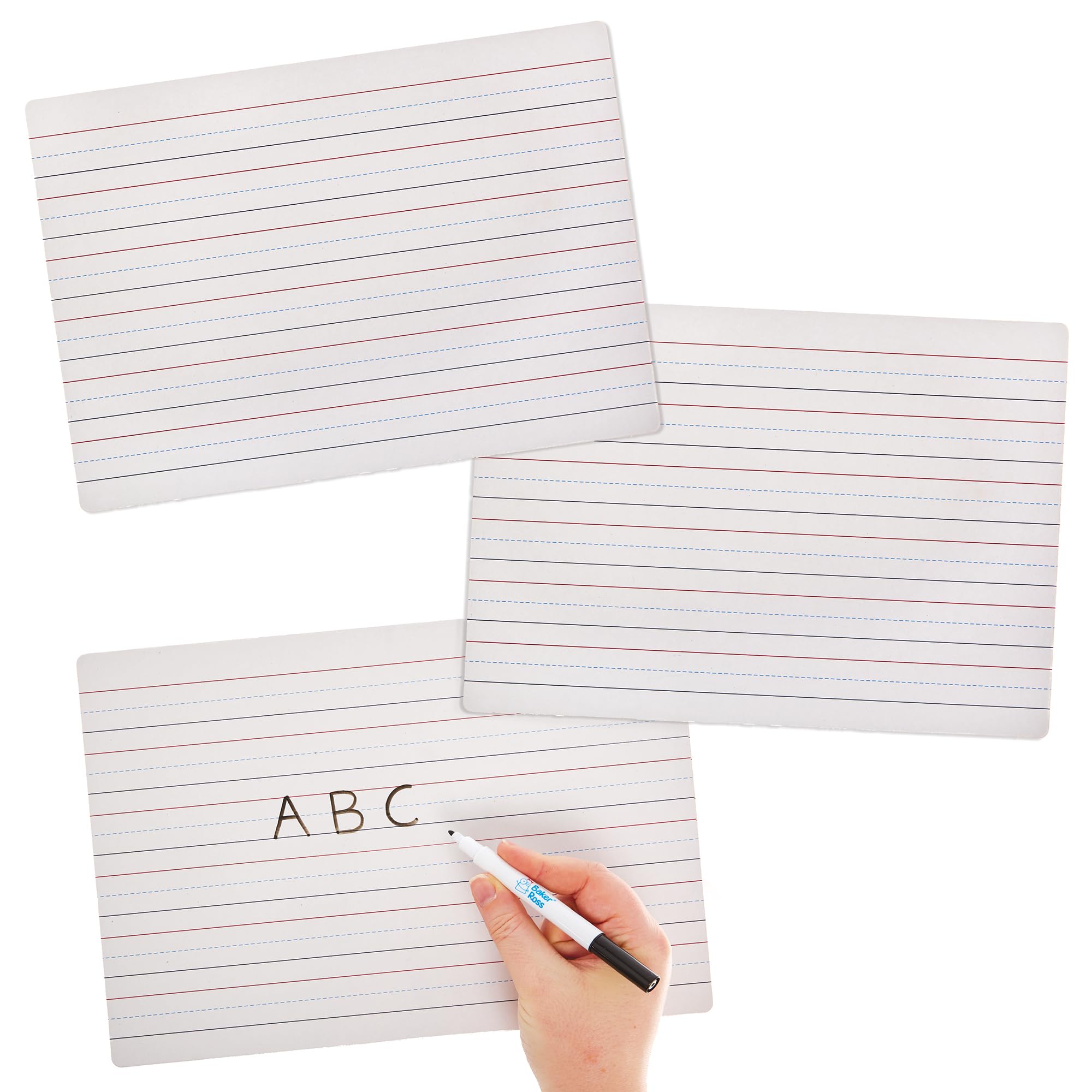 Baker Ross FN114 Dry Erase Lined A4 Whiteboards - Pack of 10, Mini Portable Whiteboards for Classrooms, Schools and Teachers