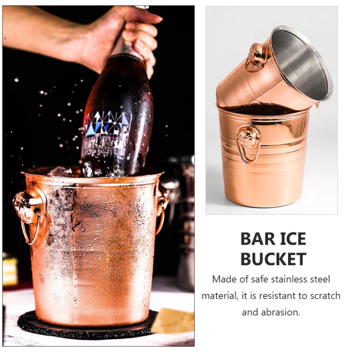Cubo de Hielo de Acero Inoxidable Doble Asa 7l para Bar