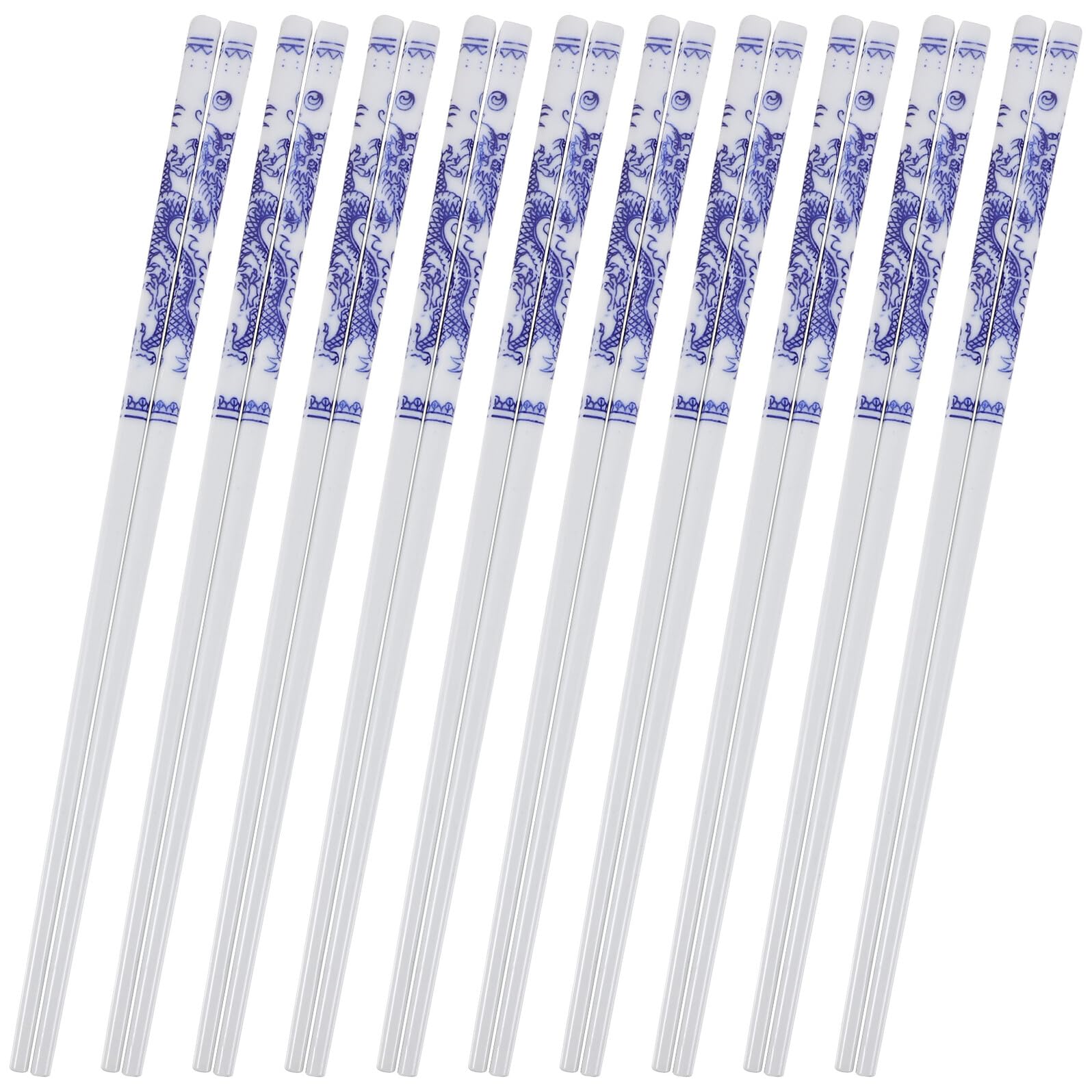 Palillos de cerámica HOODANCOS azul y blanco, 10 pares de diseño redondo para mesa diaria