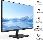 Viewedge 27 moniteur de pouce 2K 2560 x 1440 IPS Groupe 75hz | Moniteur informatique 27 de pouce QHD avec HDMI, DP Protection des yeux et des murs PC 1440p Moniteur pour le travail et les jeux