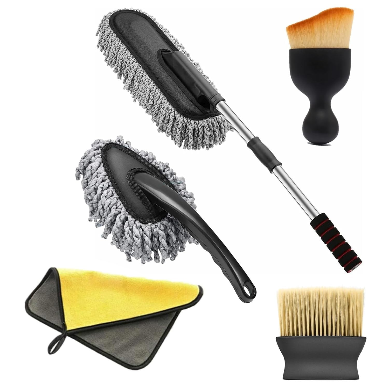 Otoroys 5 PCs Microfiber Car Duster with Long Handle Car Cleaning Brush Exterior and Interior Car Cleaning Cloth Car Ac Vent Cleaner Brush for Car, Motorbike, SUVs Car Cleaning Kit (Pack of 5)-image-26