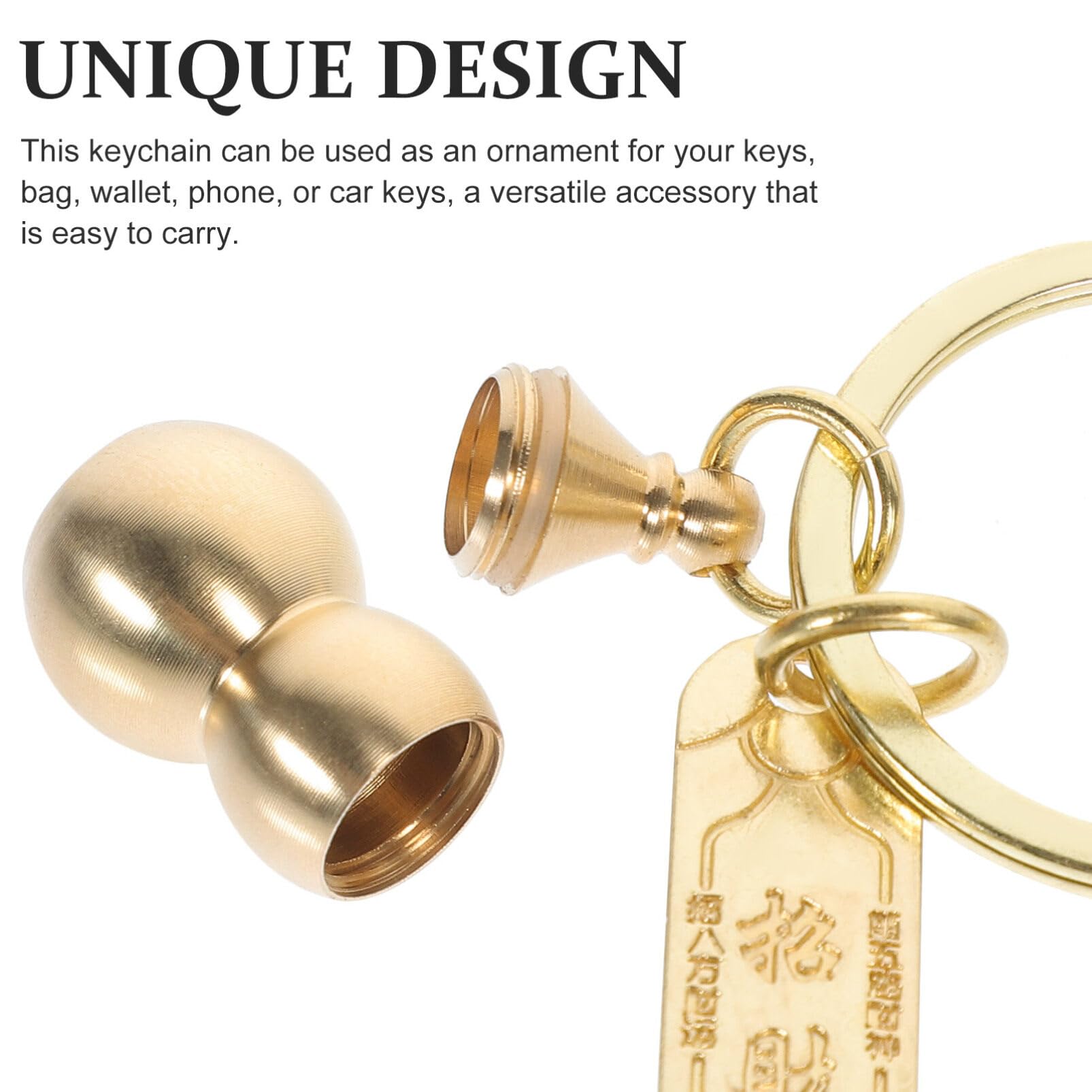 GALPADA Feng Shui Coins Gourd Keychain: Bring Wealth and Good Luck Keychain, Retro Chinese Keychain Decorative Pendant, 12 Zodiac Brass Keychain (Horse), 8.00X3.00X2.00CM, Picture 3