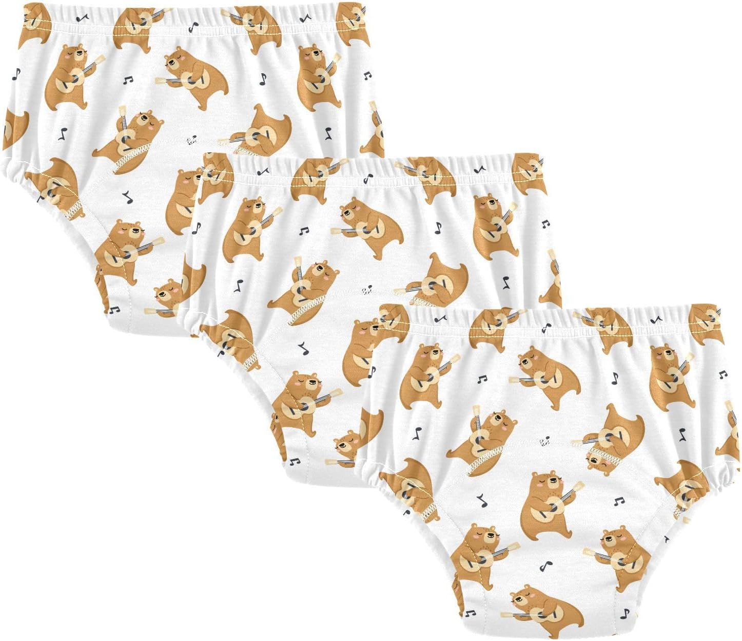 Bear Guitar Potty Training Underwear 3 Packs Soft Toilet Training Pants for Toddler Girls Boys 4T