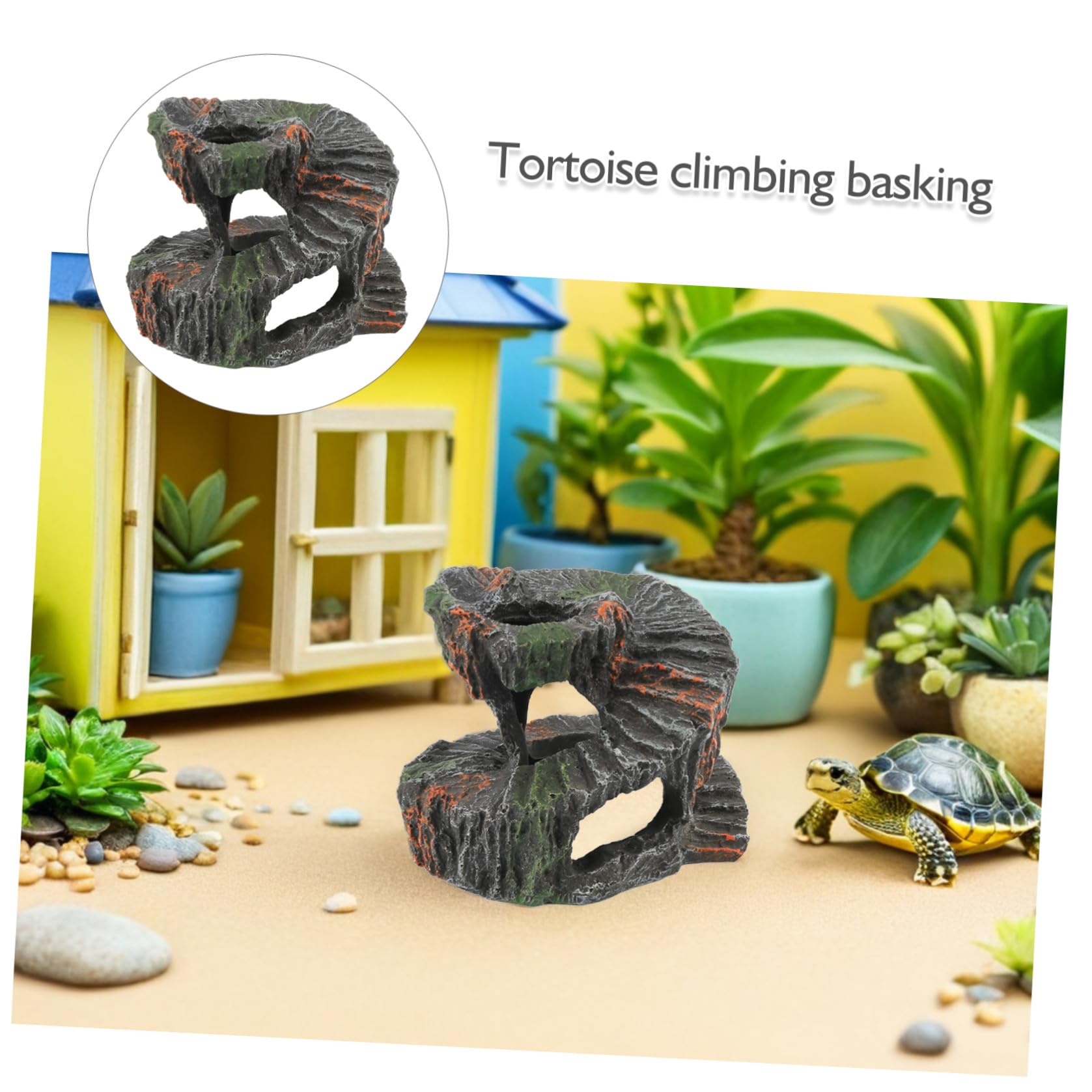 HEALLILY Piattaforma per Tartarughe d'Acqua in Resina, Piattaforma da Basking Facile da Scalare per Rettili e Tartarughe in Soggiorno o Studio
