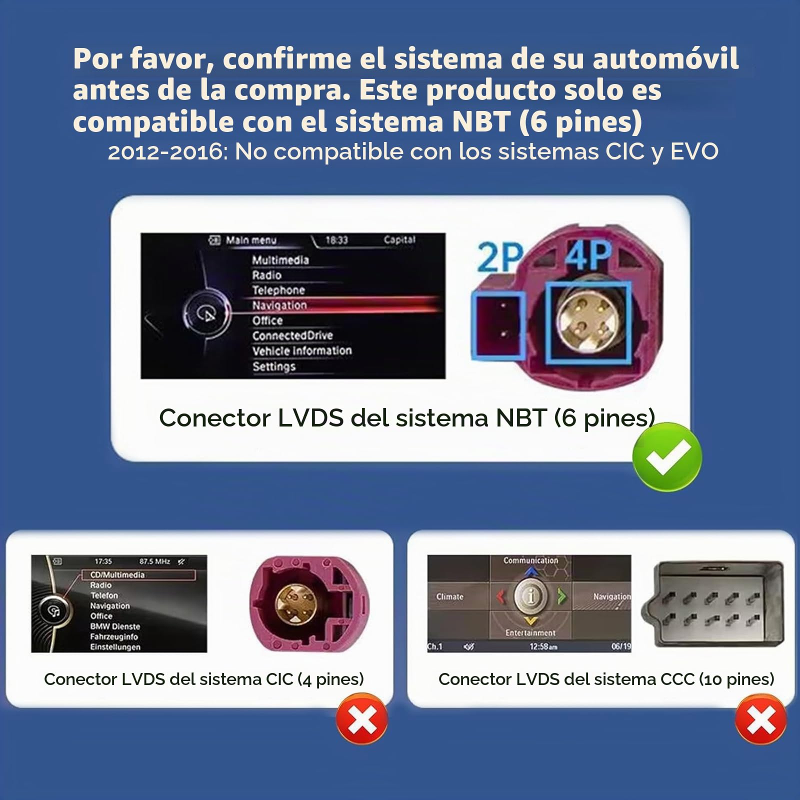 Módulo CarPlay Inalámbrico Android Auto para BMW Sistema NBT Serie 1 2 3 4 5 6 7 X1 X3 X4 X5 X6 2012-2016 I Kit de Conversión Compatible con Mirrorlink y Funciones de Fábrica