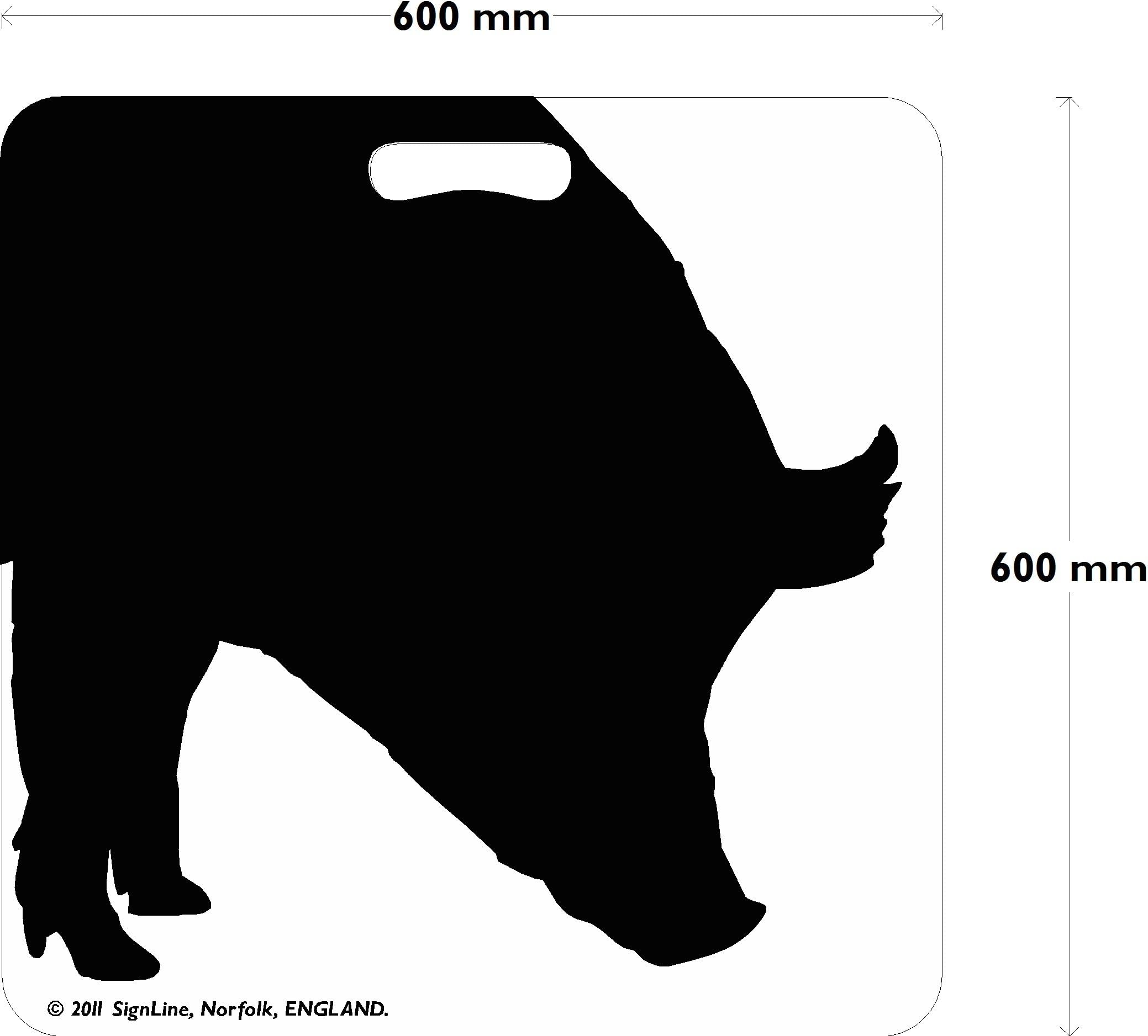 Pig Board, 610mm x 610mm x 10mm, Pig Silhoutte, Looking Down