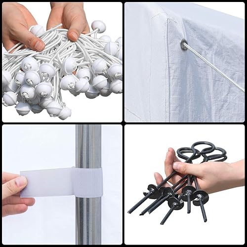 Miniatura 8 de KING BIRD Toldo de coche mejorado de 10 x 20 pies con paredes laterales extraíbles, tienda de campaña portátil con vigas triangulares reforzadas y 4