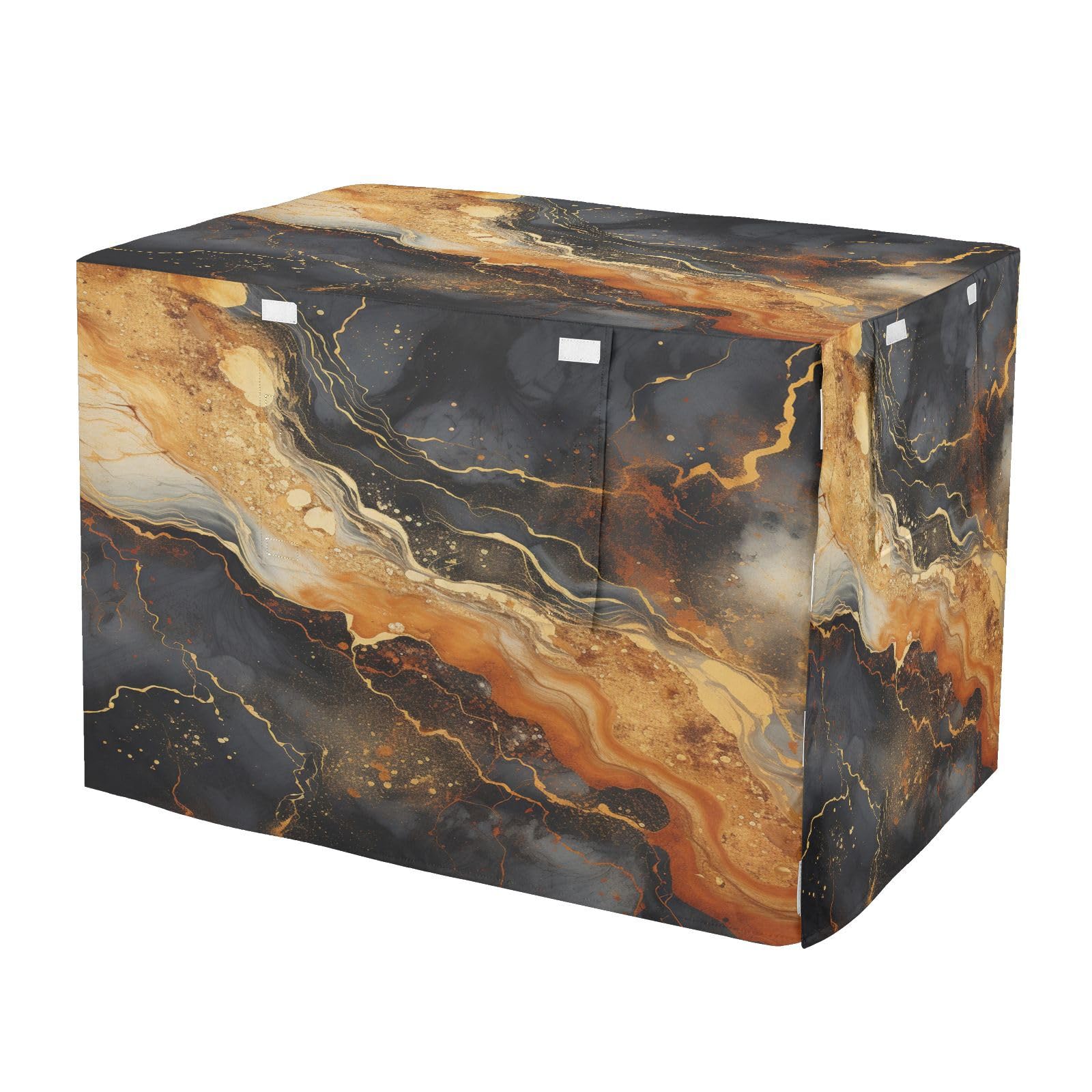 Housse Cage Chien Art Noir Marbre d'or pour Intérieur et Extérieur