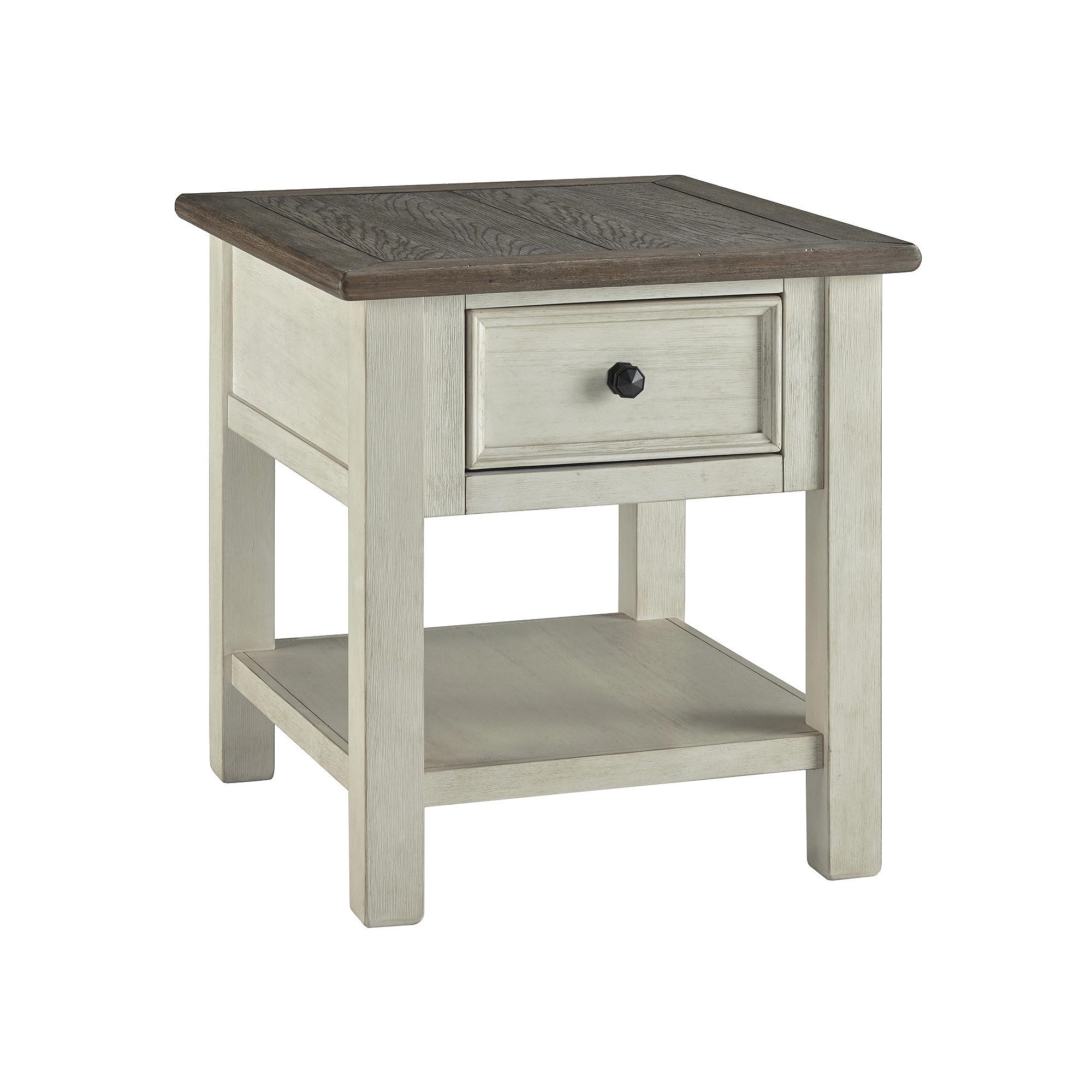 Signature Design by Ashley Bolanburg Farmhouse Square Two Tone End Table, Antique Cream