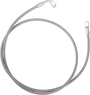AN3 Braided Steel Turbo Oil Feed Line 90 Degree to Straight Hose End, 48" Remote Turbocharger Oil Drain Return Line Universal for Car Durable Stainless Steel PTFE Silver Tone