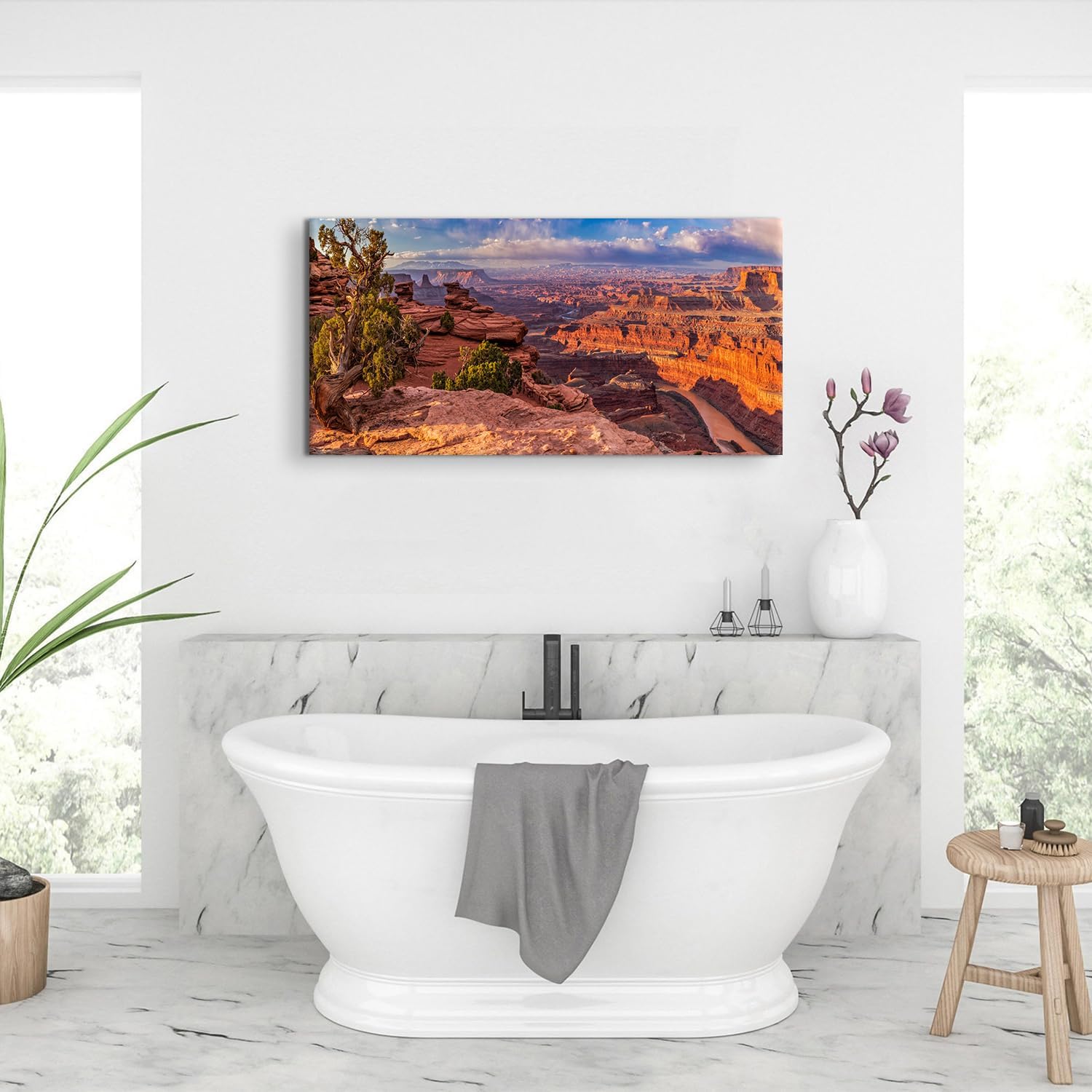 Nature Desert Canvas Wall Art for Living Room Office Grand Canyon Landscape Picture Western Mountain Scenery Wall Decor USA Western National Park Painting Poster Panorama Artwork Decorations 20x40"