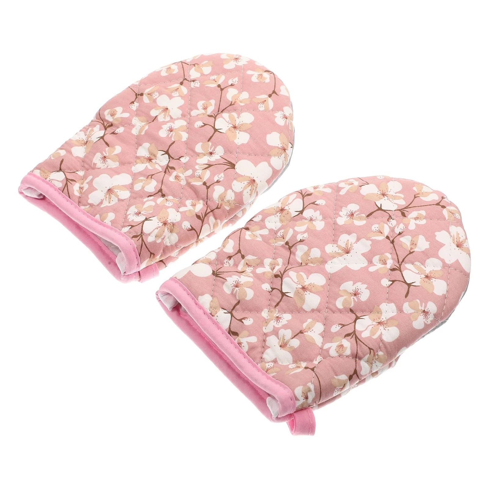 Oven Mitts 2 Pcs Cake Baking Gloves Fireplace Hot Mitts Cotton Grilling Heat Resistant Oven(Pink)