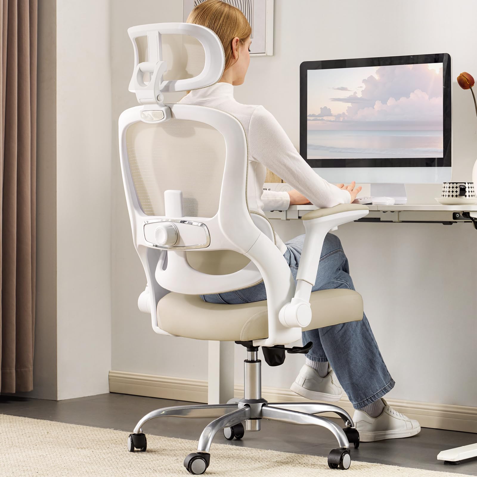 Veratric Office Chair - Ergonomic Desk Chair with Adjustable Headrest Lumbar Support Computer Chair - Mesh Comfy Chairs