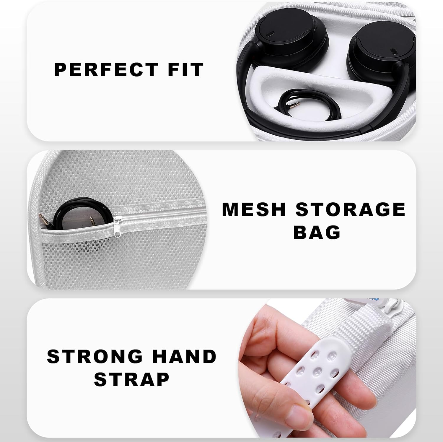 Headphones Case Compatible with JBL Tune 720BT/ 770NC/ Live 770NC/ JBL Live 660NC, Bose, Sony, Skullcandy, KVIDIO, TOZO HT2, BERIBES, Soundcore Bluetooth Headphones White Hard Shell - Image 3