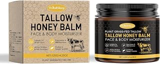 Beef Tallow for Skin, Tallow and Honey Balm for Face- Intensely Hydrating Moisturizer with Raw Honey & Beeswax, Natural Skin Cream for Dry Skin, Unscented & Nourishing