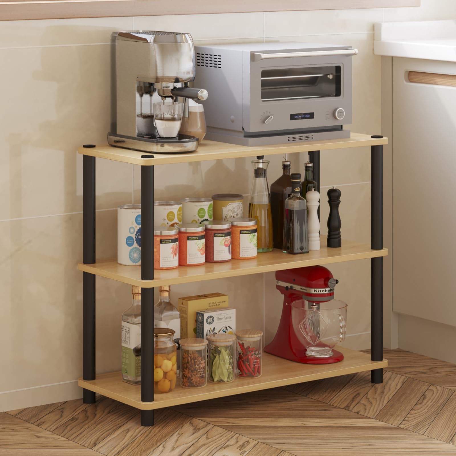 HOME CUBE 3-Tier Standing Shelf, Kitchen Storage Rack, Open Display Rack, Multipurpose Storage Rack, Bookshelf, Shoe Rack, Oven/OTG/Toster/Coffee Machine Rack Stand - 72x30x62 cm-image-34