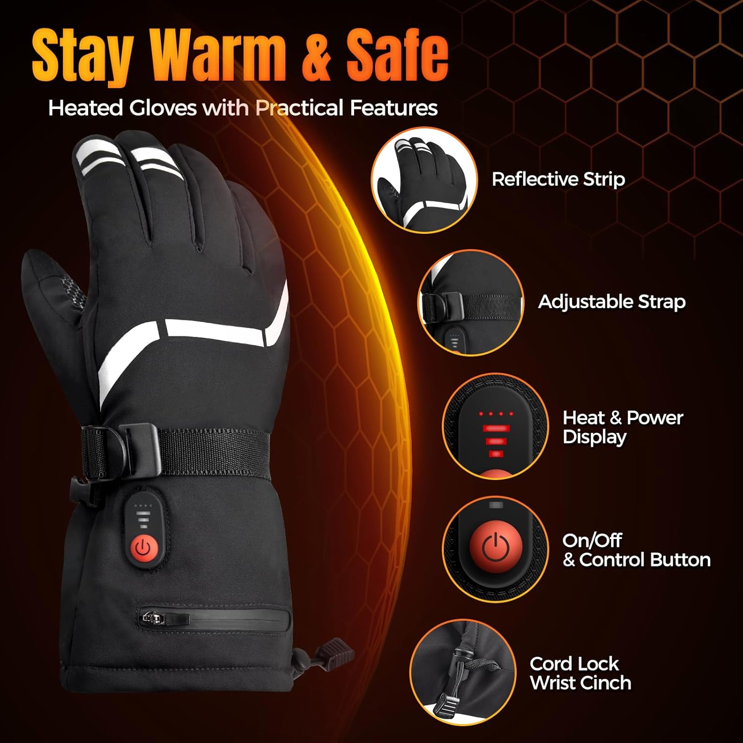 Heated Gloves Gifts for Men Women, 7.4V Fast Heating Rechargeable Electric Heated Gloves, Touchscreen Waterproof Heating Gloves for Motorcycle Driving Hiking Skiing Outdoor Sport