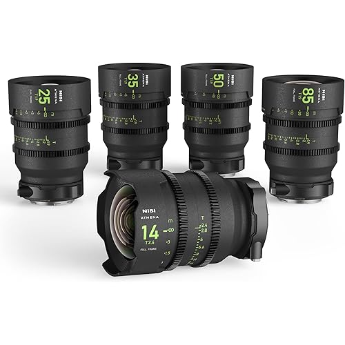 NiSi, Athena Prime 5-Lens Kit for Leica L Mount - Cinema Lenses - (14mm T2.4, 25mm T1.9, 35mm T1.9, 50mm T1.9, 85mm T1.9) - Ultra-Low Chromatic Aberration and Soft Bokeh - Hard Case & Filters Included