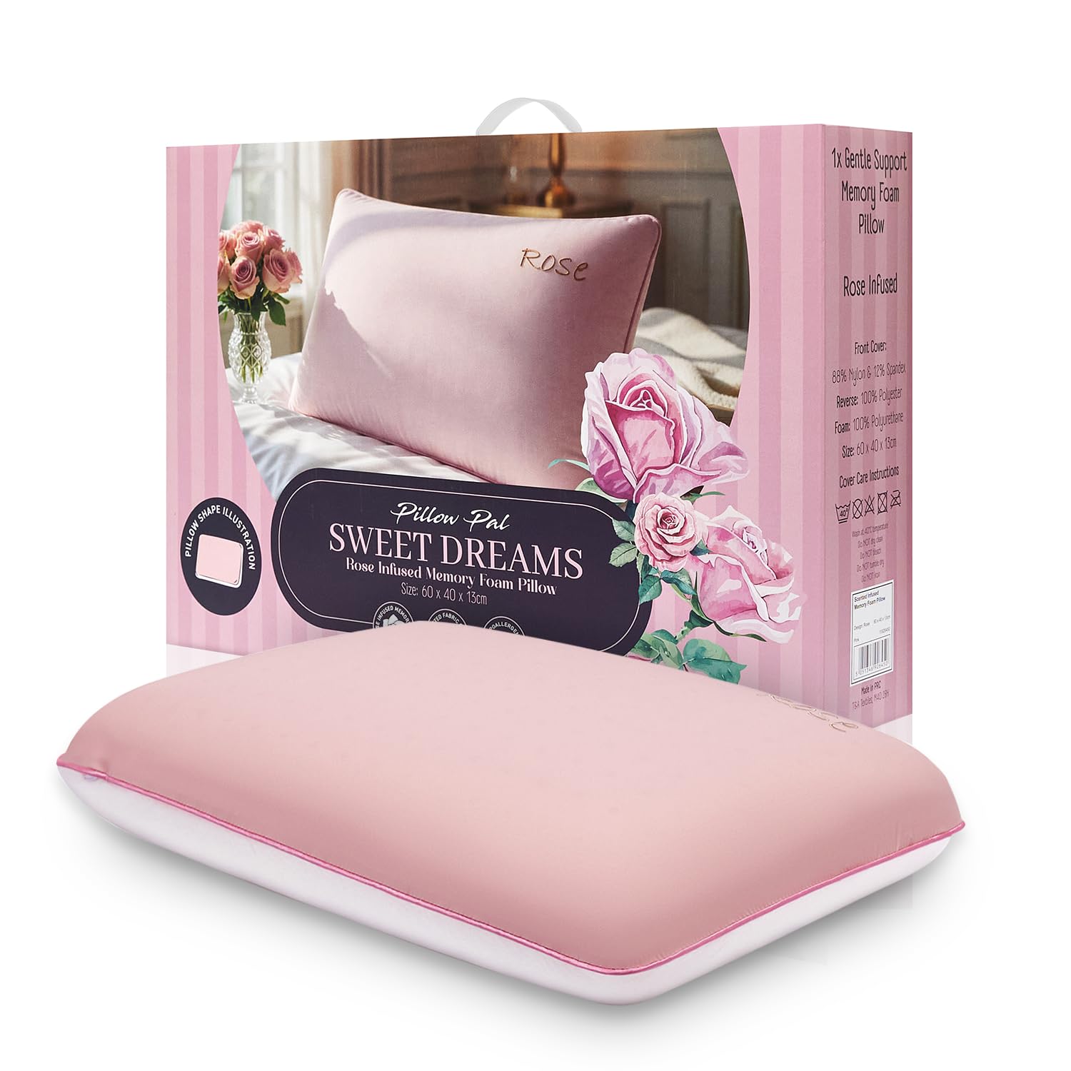 GC GAVENO CAVAILIA Rose Scent Pillow Memory Foam with Removable Cover