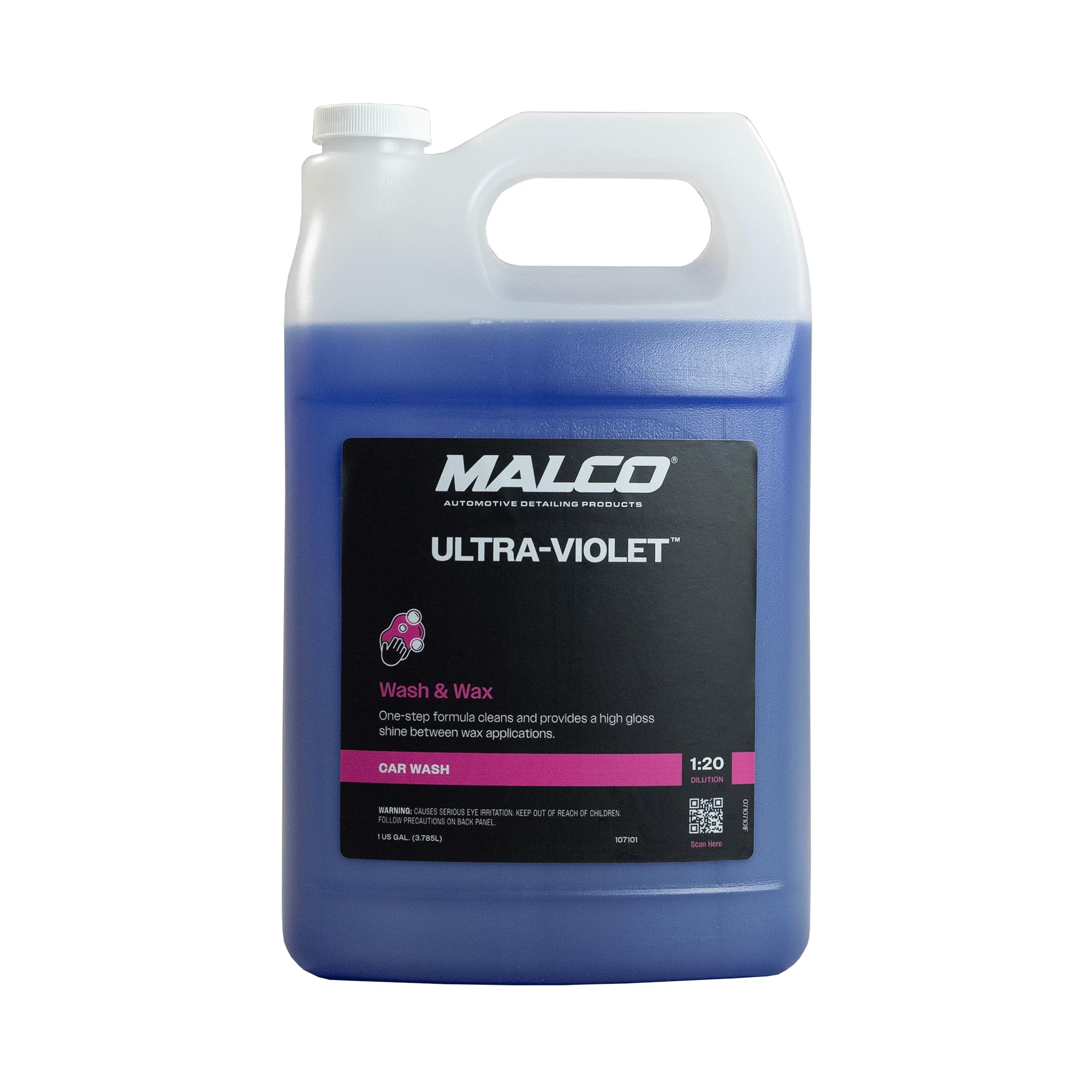 Malco Ultra Violet Premium Wash'n Wax – Best 2-In-1 Car Wash and Wax/Cleans and Provides A Durable, High-Gloss Shine in One Fast and Easy Step / 1 Gallon (107101)
