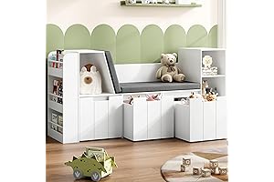 Spacious 61.5" Kids Bookcase with Cozy Reading Nook