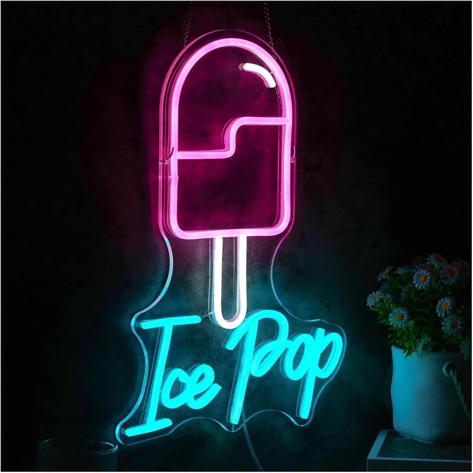 Luci al neon Insegna al neon Ice Pop Insegne ideali per la decorazione delle pareti dei negozi, 29 cm x 42,5