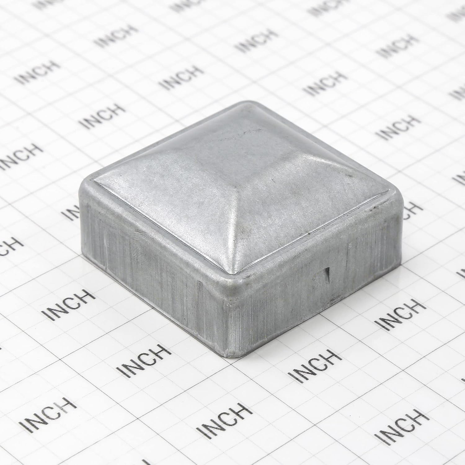 2" x 2" Square Pressed Steel Dome Caps Galvanized Steel (10 Pack)