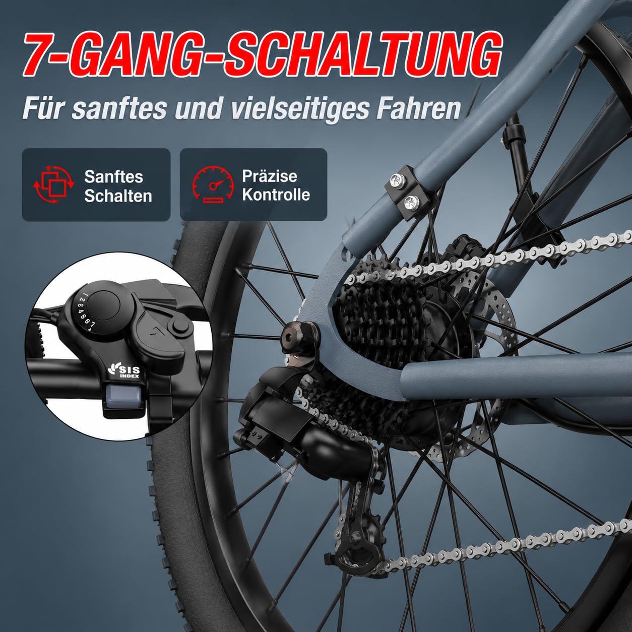 SMARTRAVEL L26 - Bicicletta elettrica da 26", 250 W, 36 V, 10,4 Ah, 7 velocità, per uomo e donna