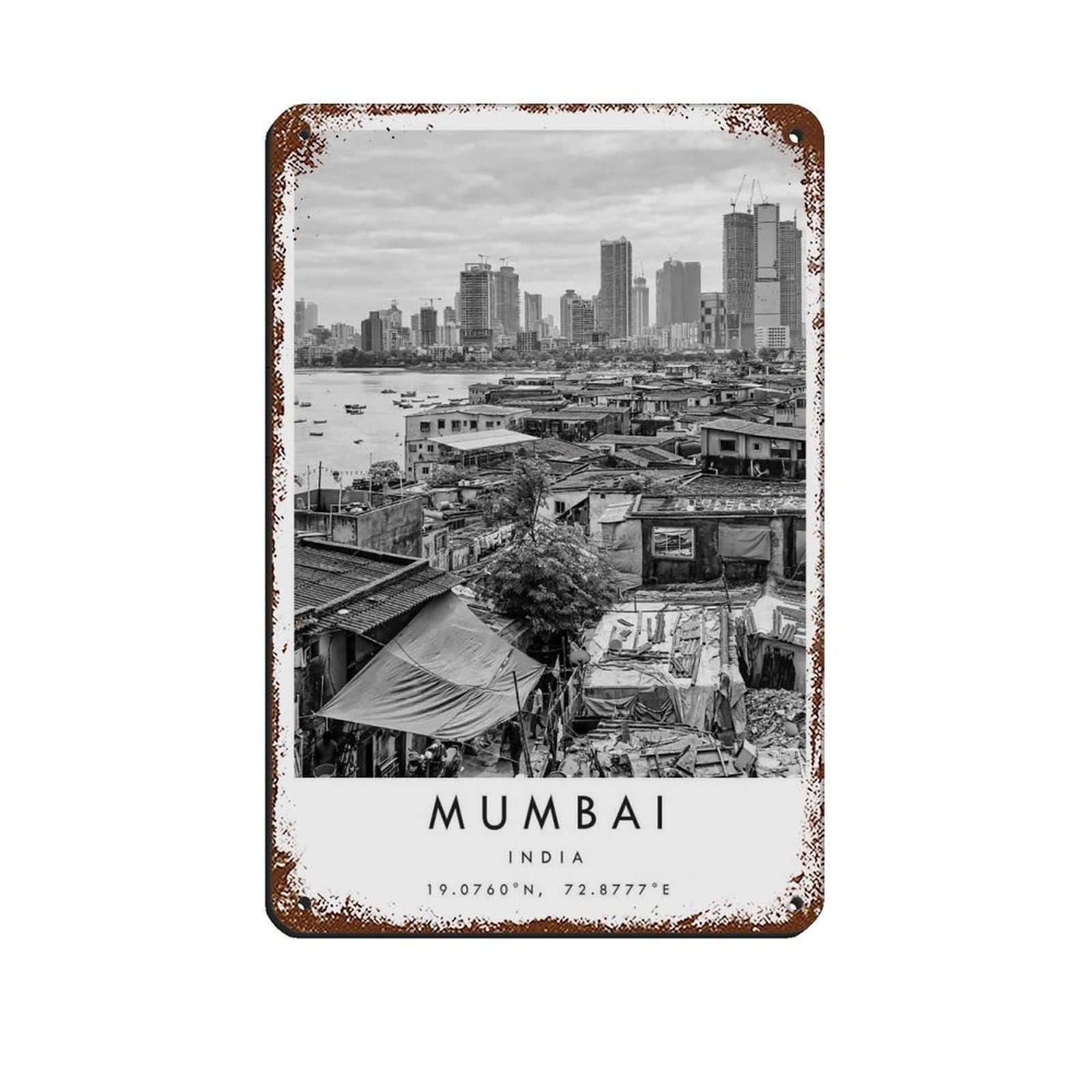Mumbai Travel, India Poster（30） Retro Poster Metal Tin Sign Chic Art Retro Iron Painting Bar People Cave Cafe Family Garage Poster Wall Decoration 8x12inch(20x30cm)