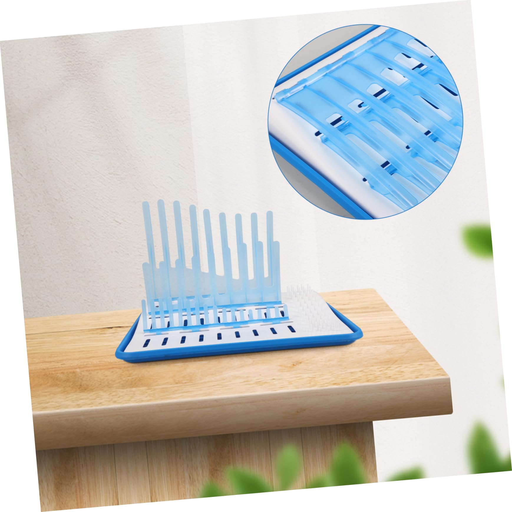Supporto Asciugatura Biberon a Strati con Vassoio Raccogligocce Blu | Pp Plastico, per Bicchieri e Mug, Uso Casa o Ristorante, Struttura Removibile Facile da Pulire