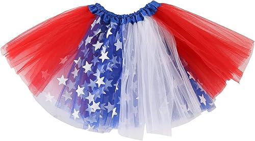 4th of July Tutu Tulle Skirt for Girls Women, Red White Blue Tutu Skirt Kids Adult Independence Day Patriotic Costume Unisex