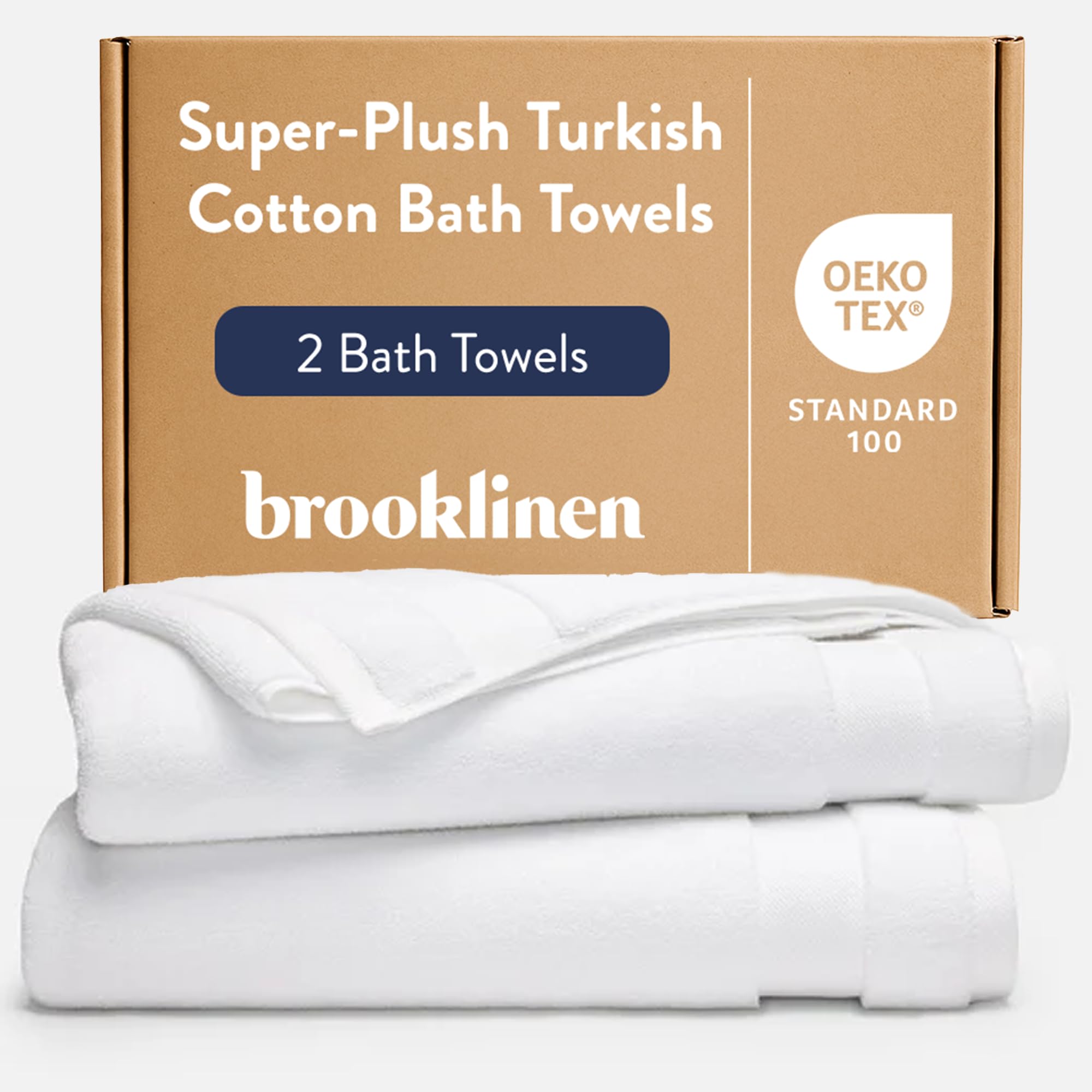 Brooklinen 100% Turkish Cotton Bath Towels Spa-Quality Cotton - Set of 2, White