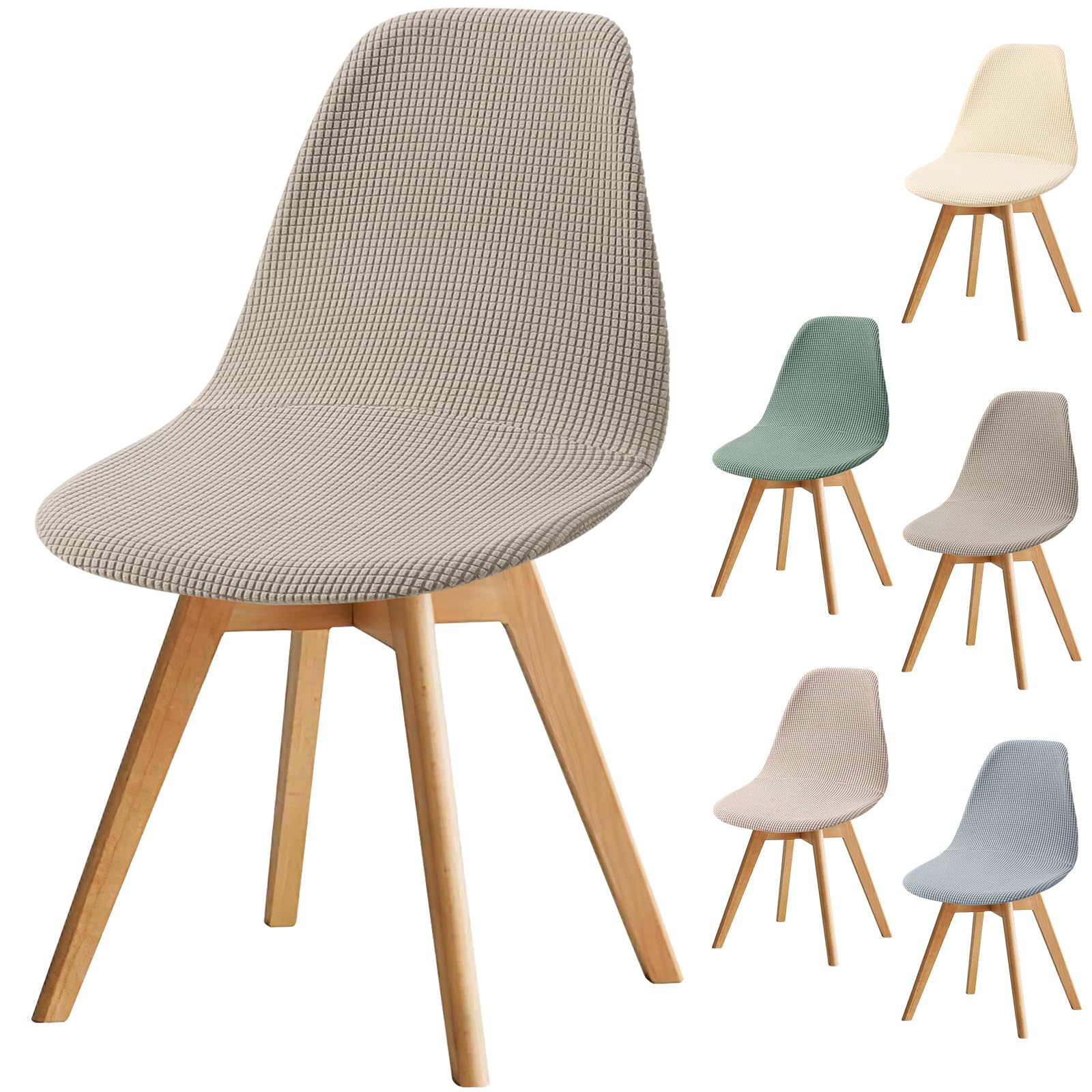 Fuloon Shell Dining Chair Covers, Mid Century Modern Chair Slipcover, Jacquard Elastic Dining Chair Covers, Washable Removable Chair protector for Dining Room, Kitchen, Restaurant, Hotel