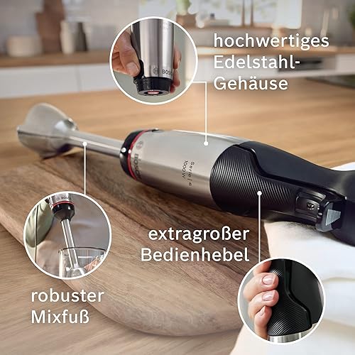 Bosch, Hand Blender, ErgoMaster 6 Series, 1000 Watt Air-Cooled Motor, Extra Wide Speed Variator, QuattroBlade System Pro Mixing System, Accessories Included, MSM6M673 - 7