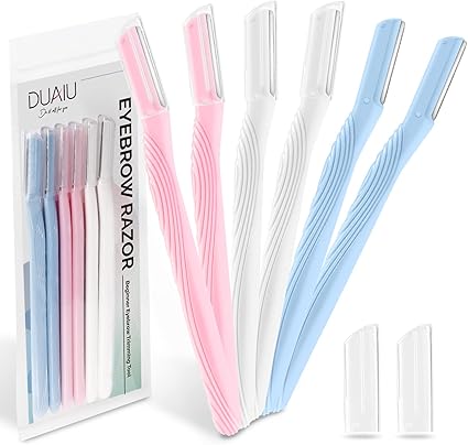 DUAIU Eyebrow Razor 6Pcs Face Razors for Women, Dermaplaning Tool with Safety Cover, Multipurpose Dermaplane Razor Eyebrow Trimmer Facial Hair Removal for Women