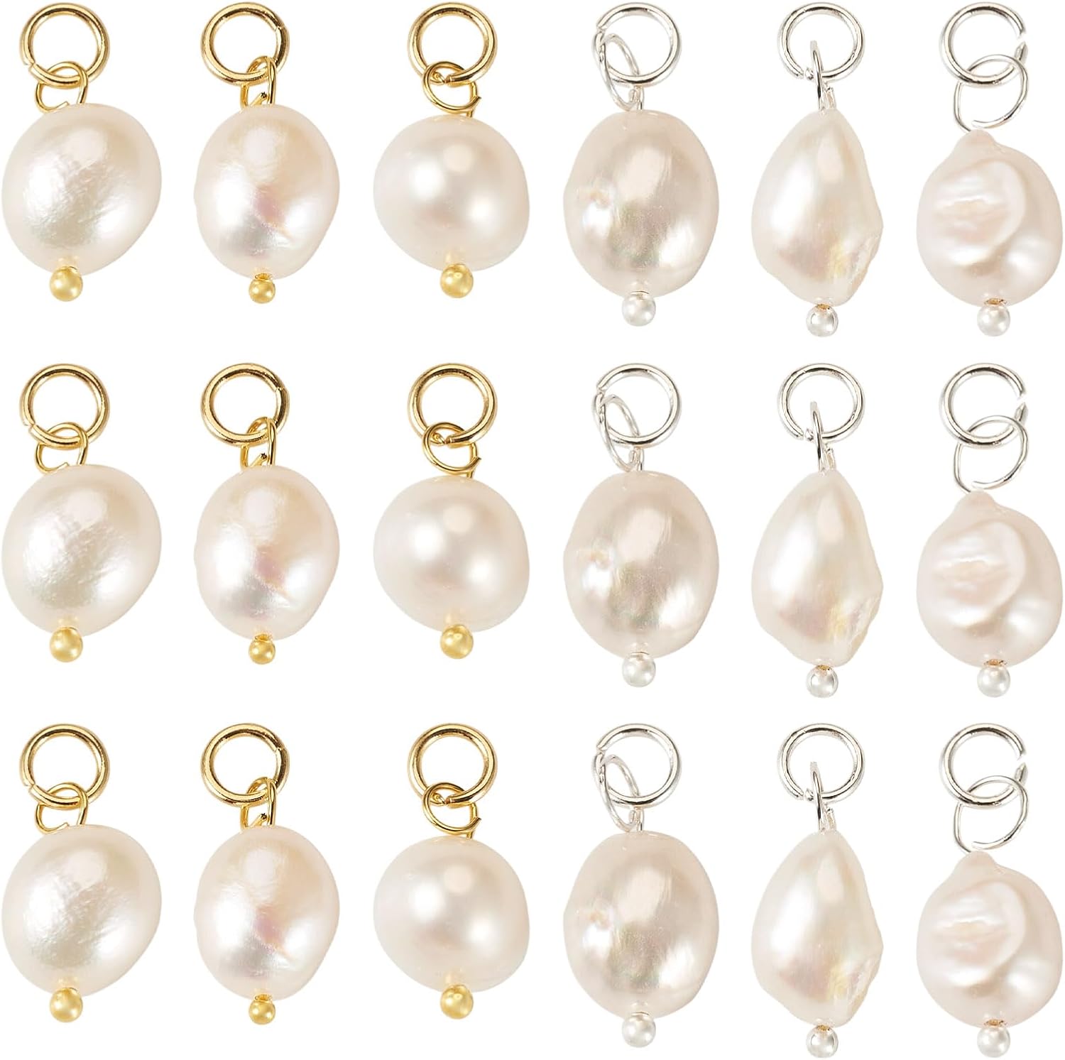 FASHEWELRY Round Shell Pearl Charms Pearl Pendants Pearls for Crafts Summer Beach Dangle Charms for Earring Bracelet Necklace DIY Jewelry Making Supplies - Image 9