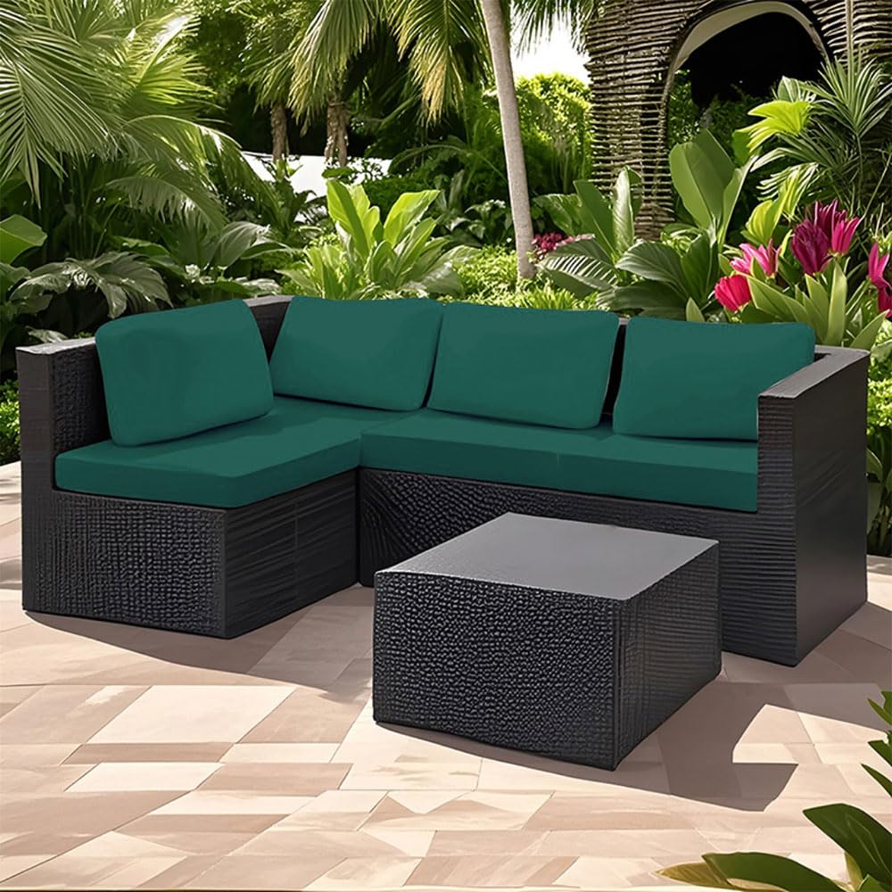 Housse coussin exterieur 65x63x20 bleu paon lot de 8 pieces pour assise de salon jardin rotin