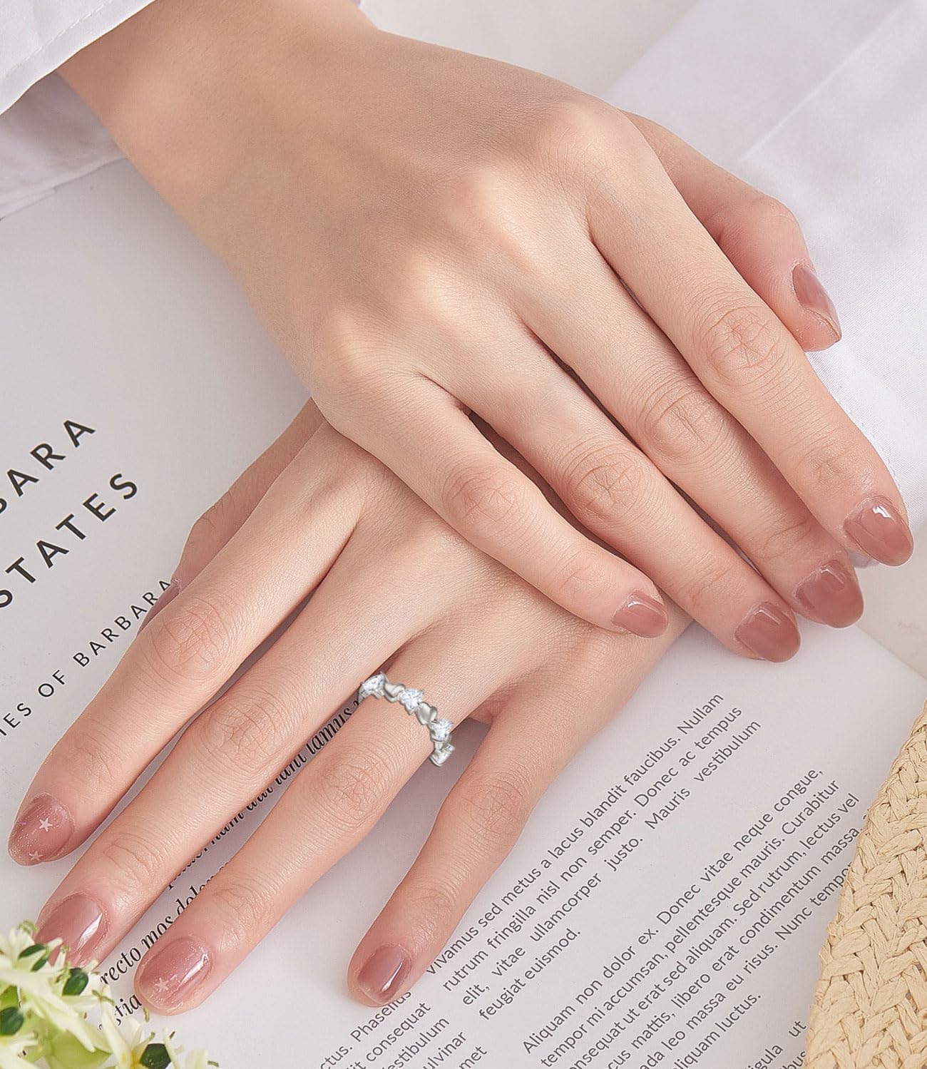 Stacking Ring for Women 925 Sterling Silver Heart Birthstone Cubic Zirconia Stacked Rings Eternity Wedding Band Anniversary Jewelry Gift Size 5-10 - Image 3