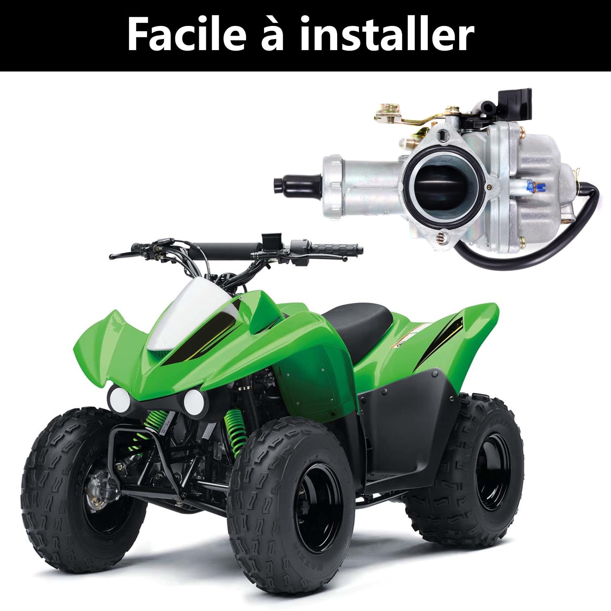 PZ30 Carburateur 30mm Starter pour 125-300cc ATV Dirt Bike Go Kart | Starter À Câble. Inclut Filtre À Essence, Ligne Rouge Et Joint