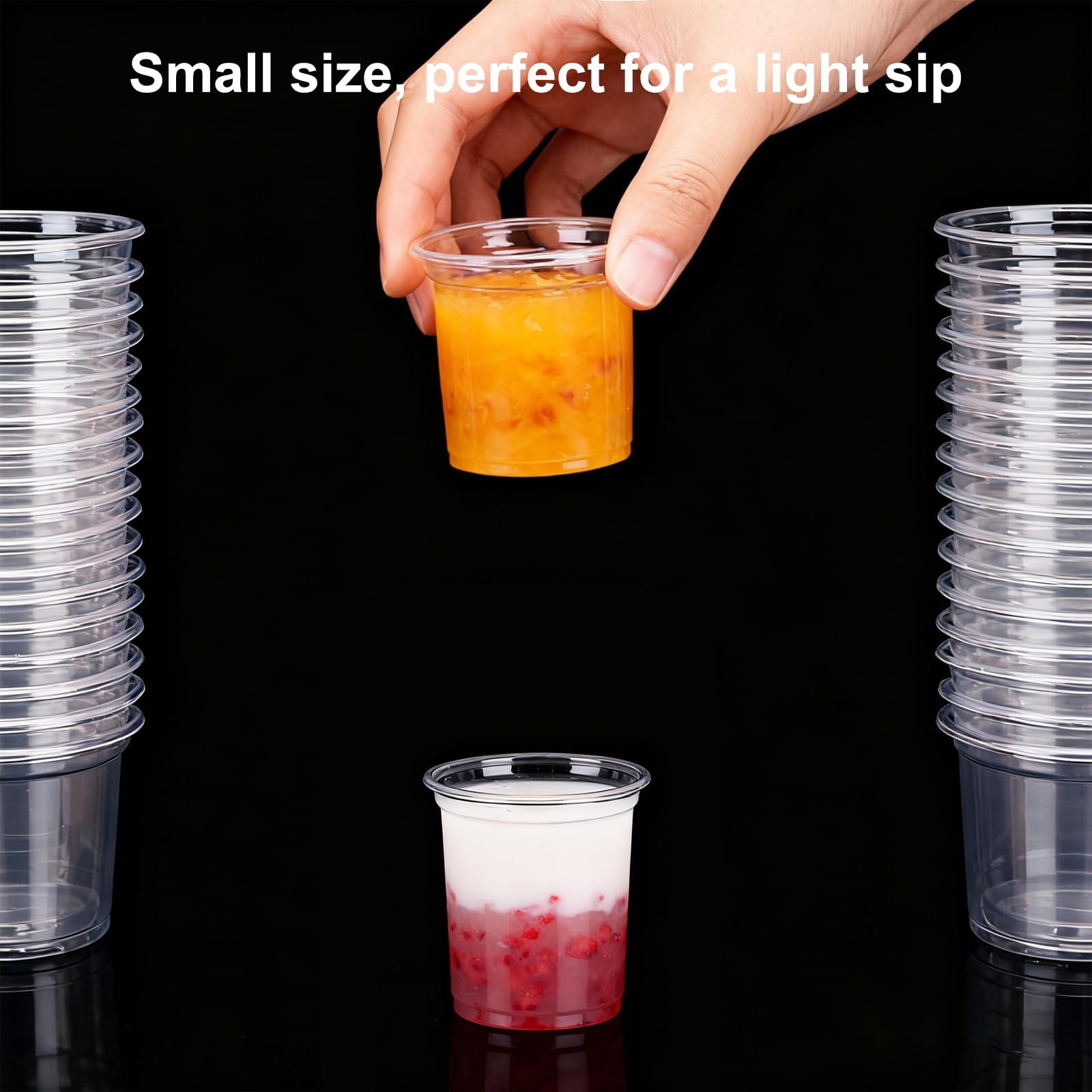 Opakowanie 300 przezroczystych plastikowych kieliszków do shotów, 20 ml, plastikowe kieliszki do shotów, plastikowe kubki do shotów, wielokrotnego użytku, plastikowe kubki do picia na bankiety, wesela