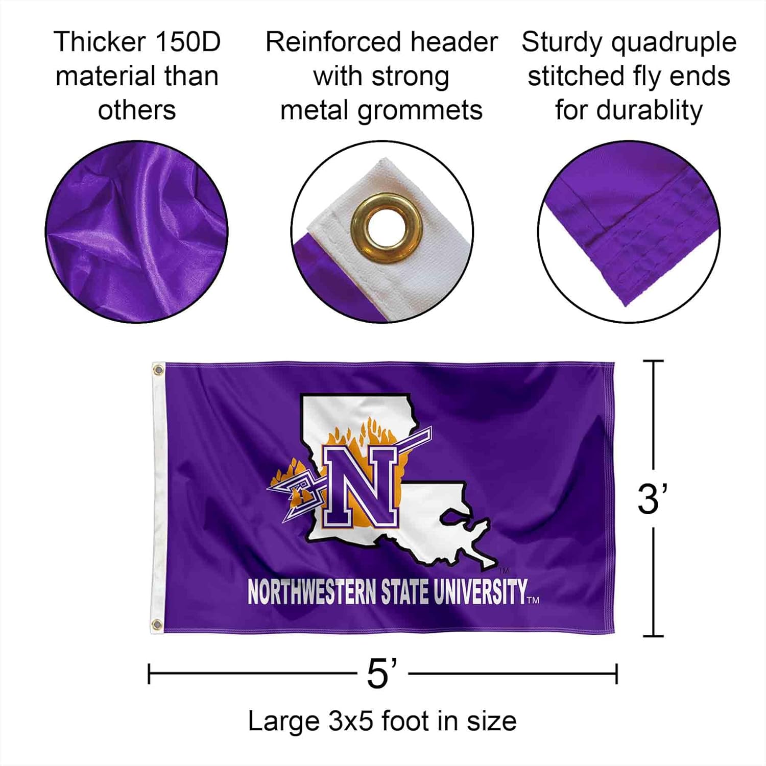 Northwestern State Demons NSU University Large College Flag - Image 2