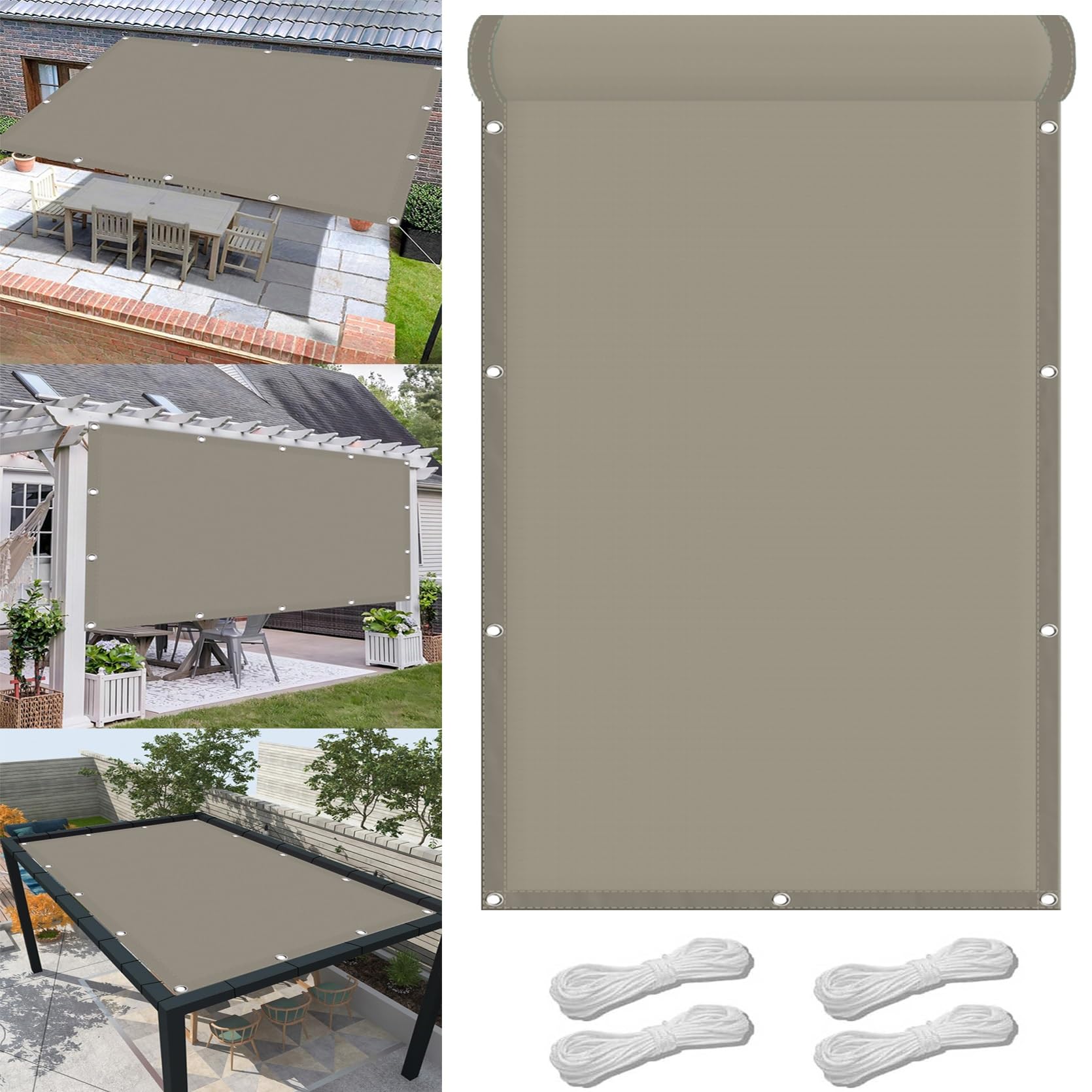 GLDYTVF Outdoor Waterproof Sun Shade Sail Canopy 2.4 x 3.8m Rainproof UV Resistant Cover for Balcony Carports Kennel Taupe色 with Grommets and Rope