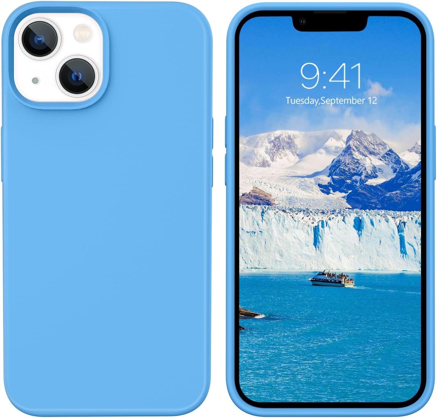 VENINGO iPhone 13 Case,Phone Case for iPhone 13,Slim Fit Liquid Silicone Soft Gel Rubber Lightweight Microfiber Lining Shockproof Anti-Scratch Protective Phone Cover for iPhone 13 6.1'', Bright Blue