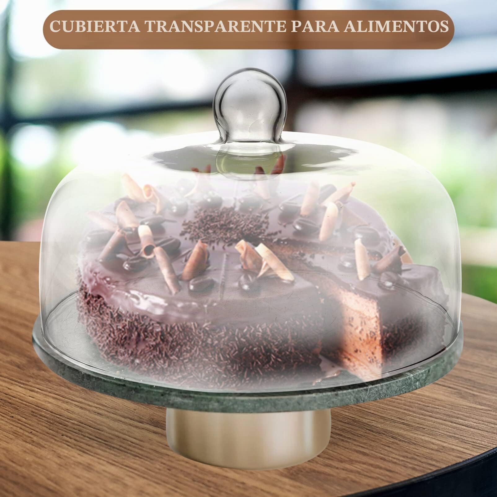 BESTonZON Cúpula De Cristal Para Tartas Y Postres - Tapa Transparente Para Frescura Y Exhibición - Plato De Cúpula De 28 Cm