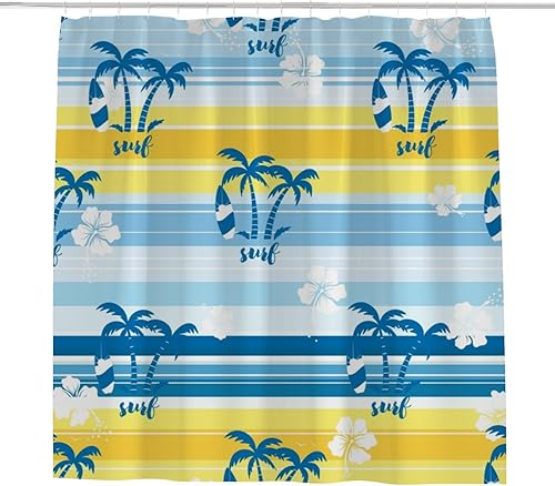 Miniatura 2 de Shower Curtains for Bathroom Summer Mood Windsurf Plam Trees Waterproof Polyester Fabric Bathtub Shower Curtains with 12 Hooks Modern Machine