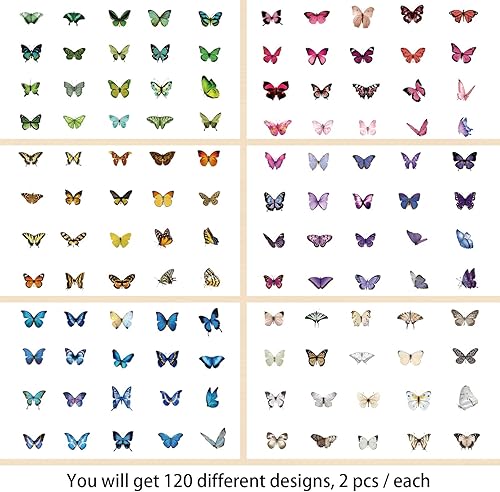 Miniatura 3 de Calcomanías de flores y mariposas para álbumes de recortes, paquete de 160 unidades, calcomanías decorativas transparentes de naturaleza para