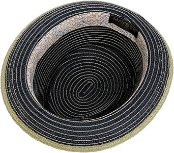 Mayser Colour Band Pork Pie Strohhut Sommerhut Sonnenhut Strandhut Porkpie Damen/Herren - Made in the EU Sommer Frühling-Sommer - 60 cm beige