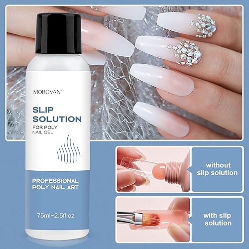 Miniatura 4 de Morovan Solución de deslizamiento de gel de polietileno, solución deslizante de 4 onzas para uñas de gel de poligel, kit de solución antideslizante