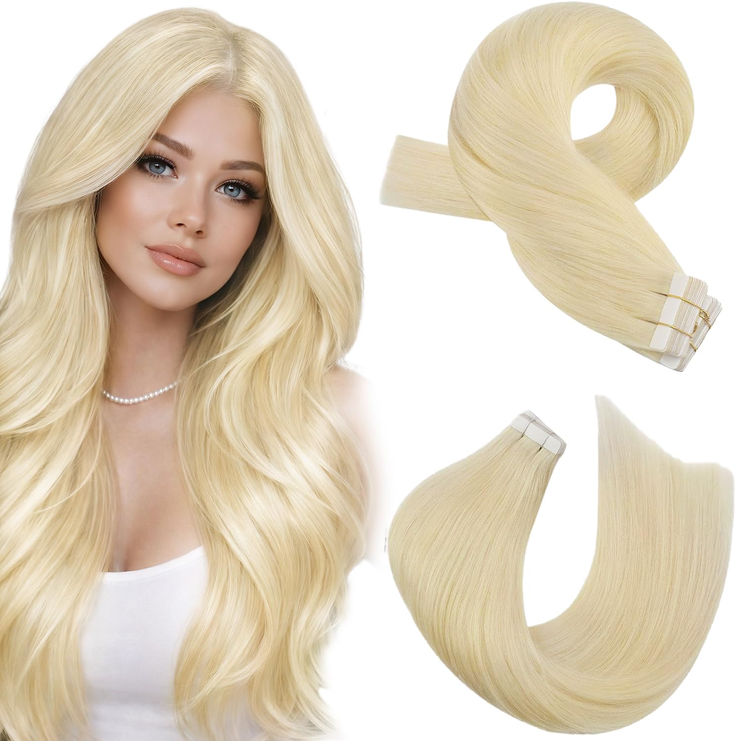 Moresoo Tape Hair Extensions Real Human Hair 18 Inch Jet Black Human Hair Extensions Tape in Black Remy Hair Straight Silky Soft for Women Natural Looking 20pcs/50g #1 — view 52