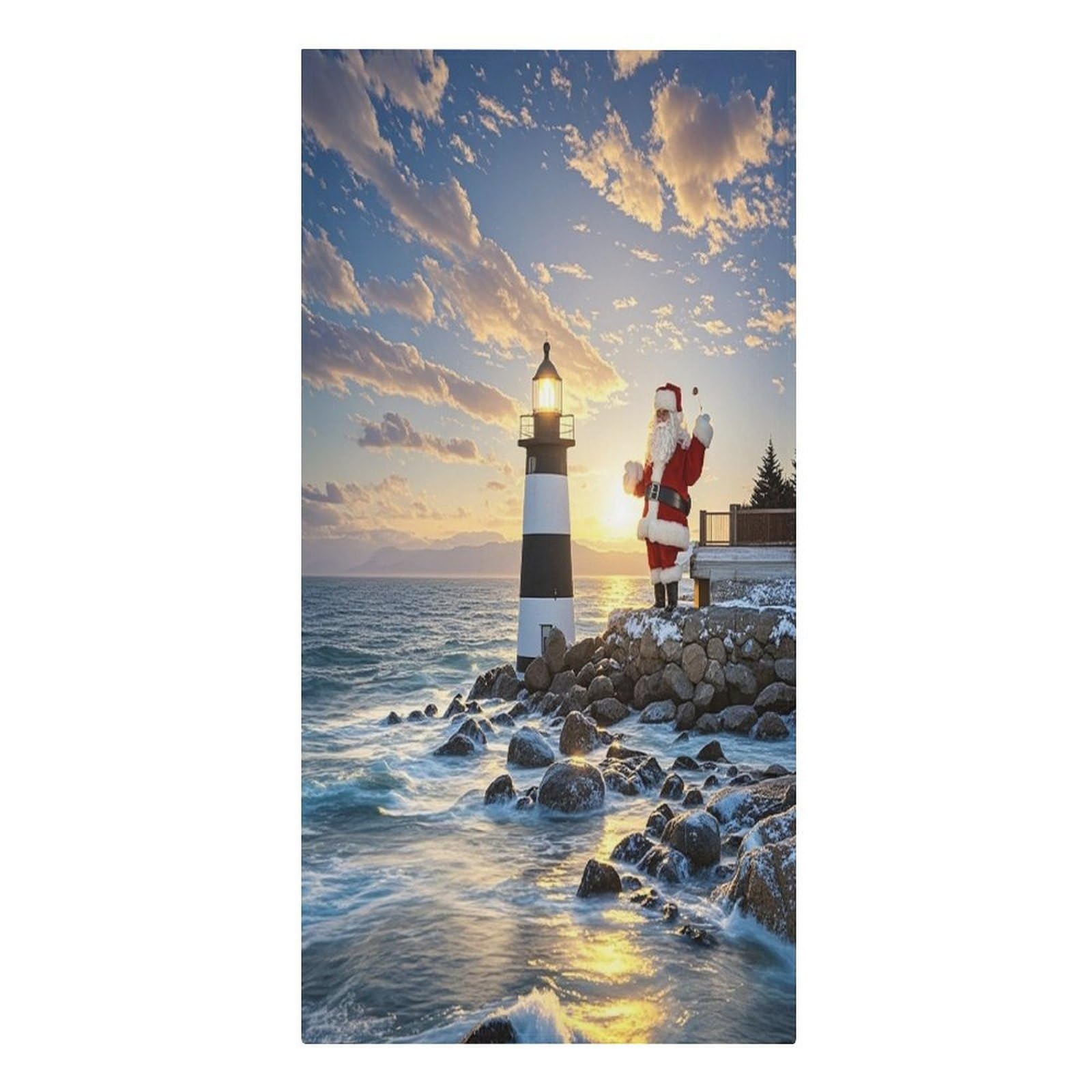 FekiLoot Santa Claus Lighthouse Beach Towel Sand Free Quick Dry Travel Towels Extra Large Big Pool Swim Towels Soft Absorbent Beach Blanket for Vacation Essentials Adult Gift 30" X 61"